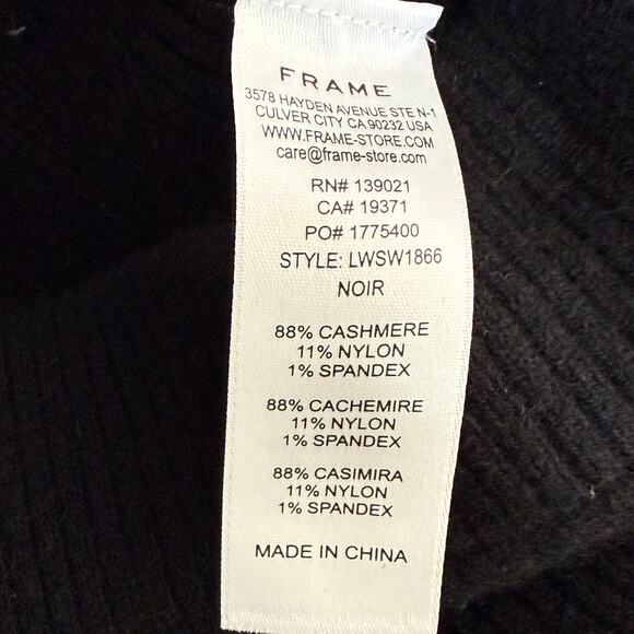 NEW Frame Ribbed Cashmere Flared Pants Women's Size Large Black Wide Leg $498 - Picture 5 of 5